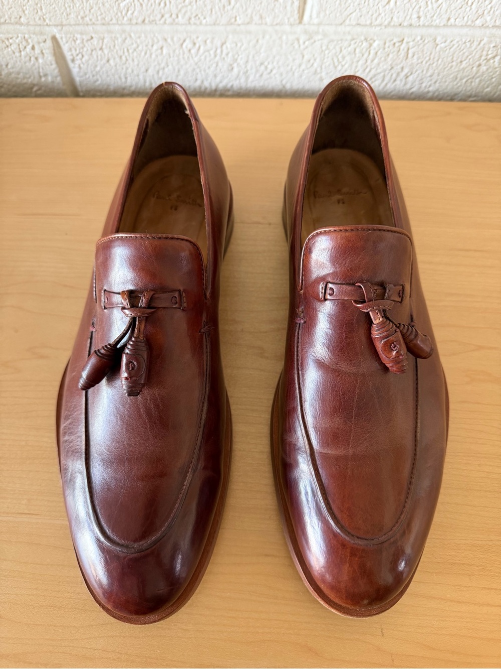 PS Paul Smith Brown Tan Leather Tassel Loafers Made in Italy 9 US